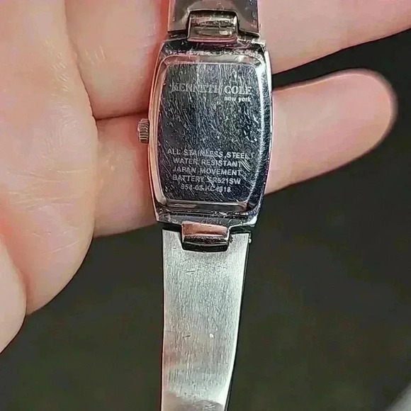 Kenneth Cole Silver Link Bracelet with Rectangular Watch and Pewter Gray Face - Picture 3 of 4